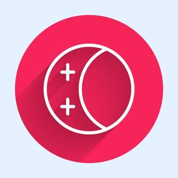 White line Eclipse of the sun icon isolated with long shadow background. Total Stock Illustration