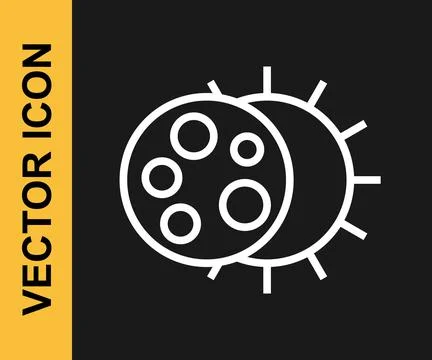White line Eclipse of the sun icon isolated on black background. Total sonar  Ilustração Stock