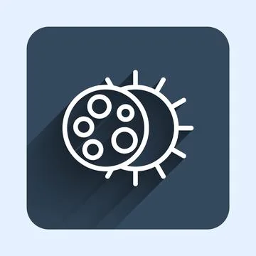 White line Eclipse of the sun icon isolated with long shadow background. Total Stock Illustration