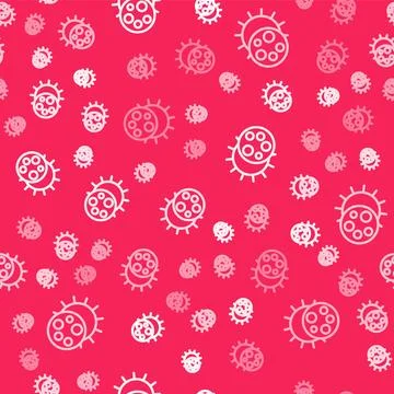 White line Eclipse of the sun icon isolated seamless pattern on red background 스톡 일러스트