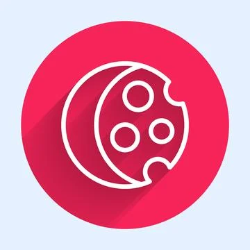 White line Eclipse of the sun icon isolated with long shadow background. Total Stock Illustration