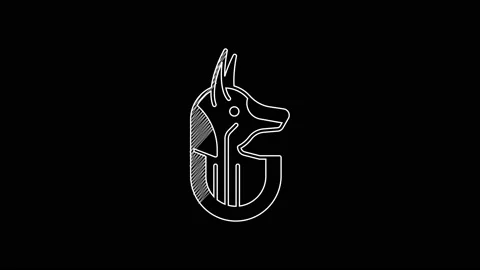 White line Egyptian anubis icon isolated on black background. 4K Video motion Stock Footage 203661667
