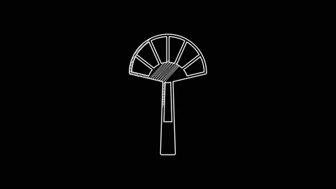White line Egyptian fan icon isolated on black background. 4K Video motion Stock Footage 203661028