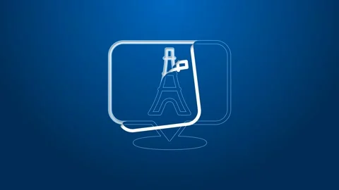 White line Eiffel tower icon isolated on blue background. France Paris landmark Stock Footage 159288251