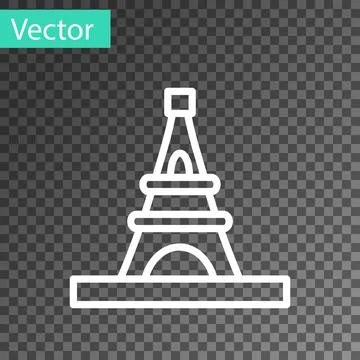 White line Eiffel tower icon isolated on transparent background. France Paris Illustrazione stock
