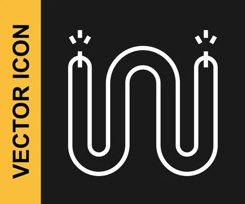White line Electric cable icon isolated on black background. Electrical wire Stock Illustration