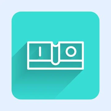 White line Electric light switch icon isolated with long shadow background. O Stock Illustration