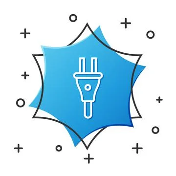 White line Electric plug icon isolated on white background. Concept of 스톡 일러스트