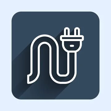 White line Electric plug icon isolated with long shadow background. Concept of 스톡 일러스트