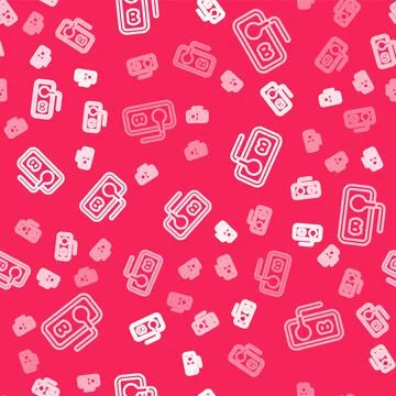 White line Electrical outlet icon isolated seamless pattern on red background Illustrazione stock