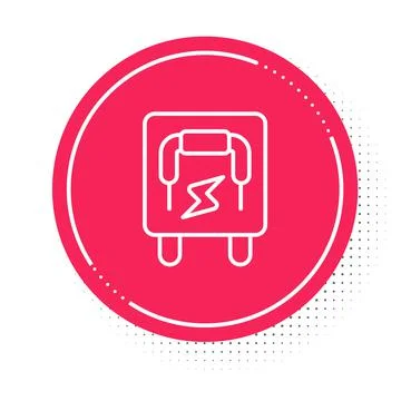 White line Electrical panel icon isolated on white background. Switch lever. Red Stock Illustration