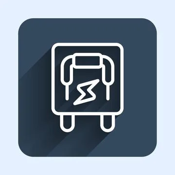 White line Electrical panel icon isolated with long shadow background. Switch Stock Illustration