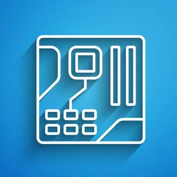 White line Electronic computer components motherboard digital chip integrated Stock-Illustration