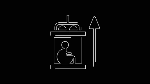 White line Elevator for disabled icon isolated on black background. 4K Video Stock Footage 156030059