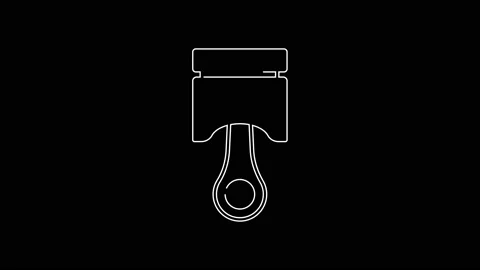 White line Engine piston icon isolated on black background. Car engine piston 動画素材 156032667
