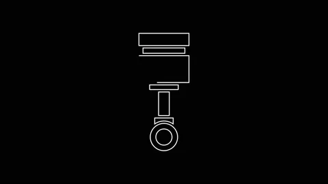 White line Engine piston icon isolated on black background. Car engine piston 動画素材 161987102