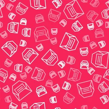 White line Envelope icon isolated seamless pattern on red background. Received Stock Illustration