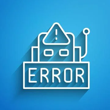 White line Error in the operation program of the robot icon isolated on blue Stock Illustration