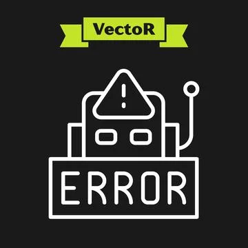 White line Error in the operation program of the robot icon isolated on black Stock Illustration