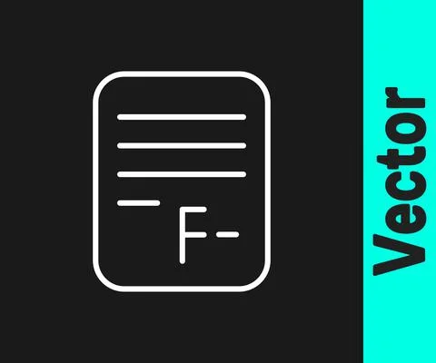 White line Exam paper with incorrect answers survey icon isolated on black イラスト素材