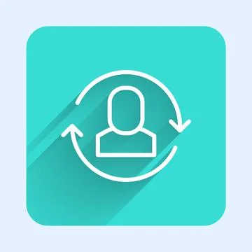 White line Exchange work icon isolated with long shadow background. Information イラスト素材