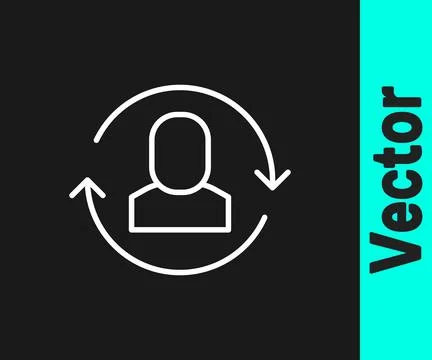 White line Exchange work icon isolated on black background. Information exchange 스톡 일러스트