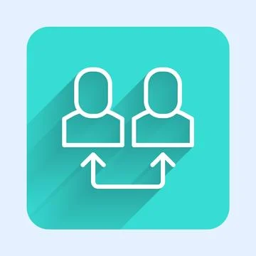 White line Exchange work icon isolated with long shadow background. Informa.. Stockillustratie
