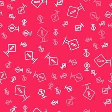 White line Exclamation mark in square frame icon isolated seamless pattern on Illustrazione stock