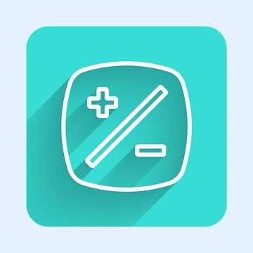 White line Exposure compensation icon isolated with long shadow. Green square Stock Illustration