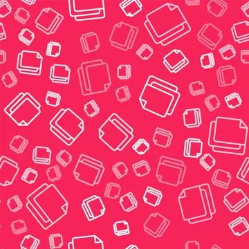 White line File document icon isolated seamless pattern on red background Stock Illustration