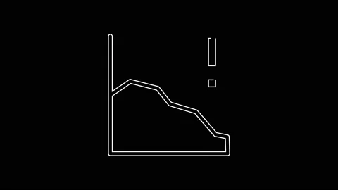 White line Financial growth decrease icon isolated on black background Stock Footage 156383929