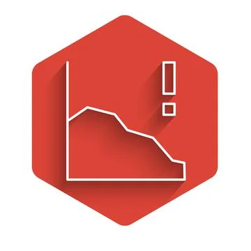 White line Financial growth decrease icon isolated with long shadow background Stock Illustration