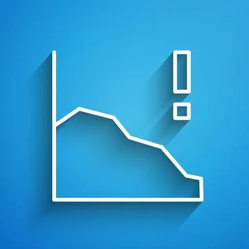 White line Financial growth decrease icon isolated on blue background Stock Illustration
