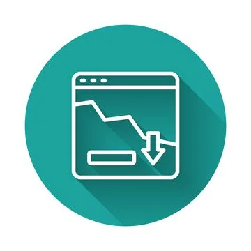 White line Financial growth decrease icon isolated with long shadow background Stock Illustration