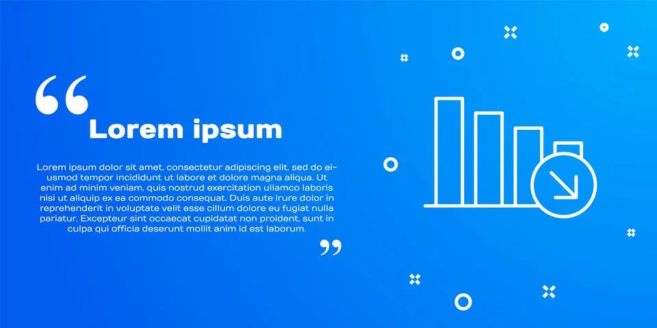 White line Financial growth decrease icon isolated on blue background Stock Illustration