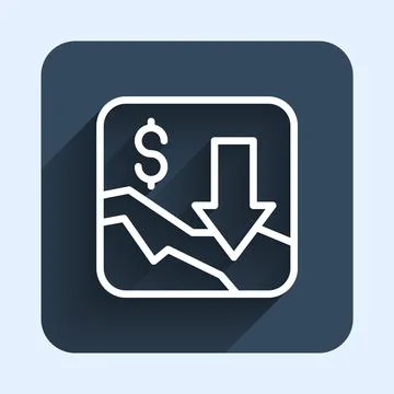 White line Financial growth decrease icon isolated with long shadow backgro.. Stock Illustration
