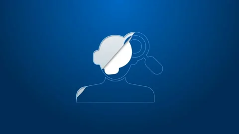 White line Finding a problem in psychology icon isolated on blue background. 4K Stock Footage 167860948