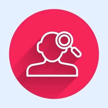 White line Finding a problem in psychology icon isolated with long shadow Stock Illustration