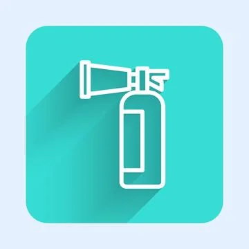 White line Fire extinguisher icon isolated with long shadow background. Gre.. Stock Illustration