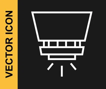 White line Fire sprinkler system icon isolated on black background. Sprinkler Stock Illustration