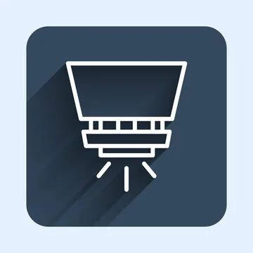 White line Fire sprinkler system icon isolated with long shadow background Stock Illustration