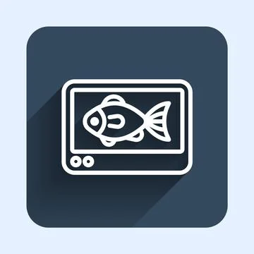 White line Fish finder echo sounder icon isolated with long shadow background Stock Illustration