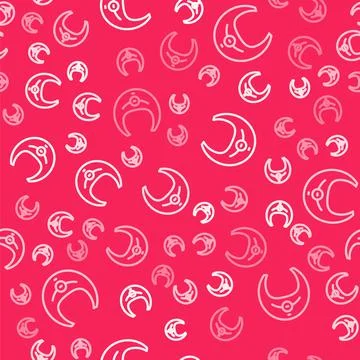 White line Fish steak icon isolated seamless pattern on red background. Vector Illustrazione stock