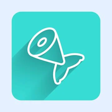 White line Fish tail icon isolated with long shadow. Green square button. Vector Illustrazione stock