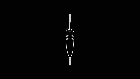 White line Fishing float icon isolated on black background. Fishing tackle. 4K Stock Footage 161357964