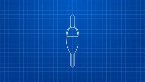 White line Fishing float icon isolated on blue background. Fishing tackle. 4K Stock Footage 169323564