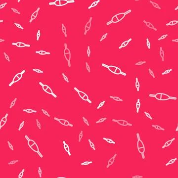 White line Fishing float icon isolated seamless pattern on red background Stock Illustration