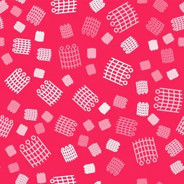 White line Fishing net pattern icon isolated seamless pattern on red background Stock Illustration