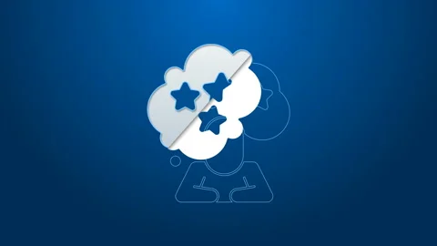 White line Five stars customer product rating review icon isolated on blue Stock Footage 144356881