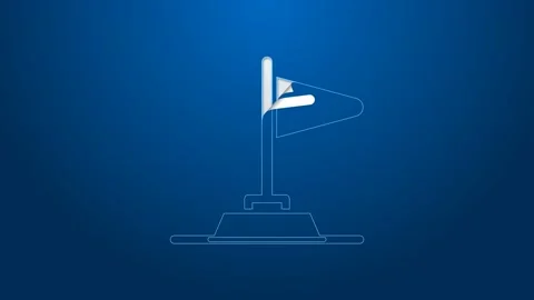 White line Flag icon isolated on blue background. Victory, winning and conquer Stock Footage 155543683